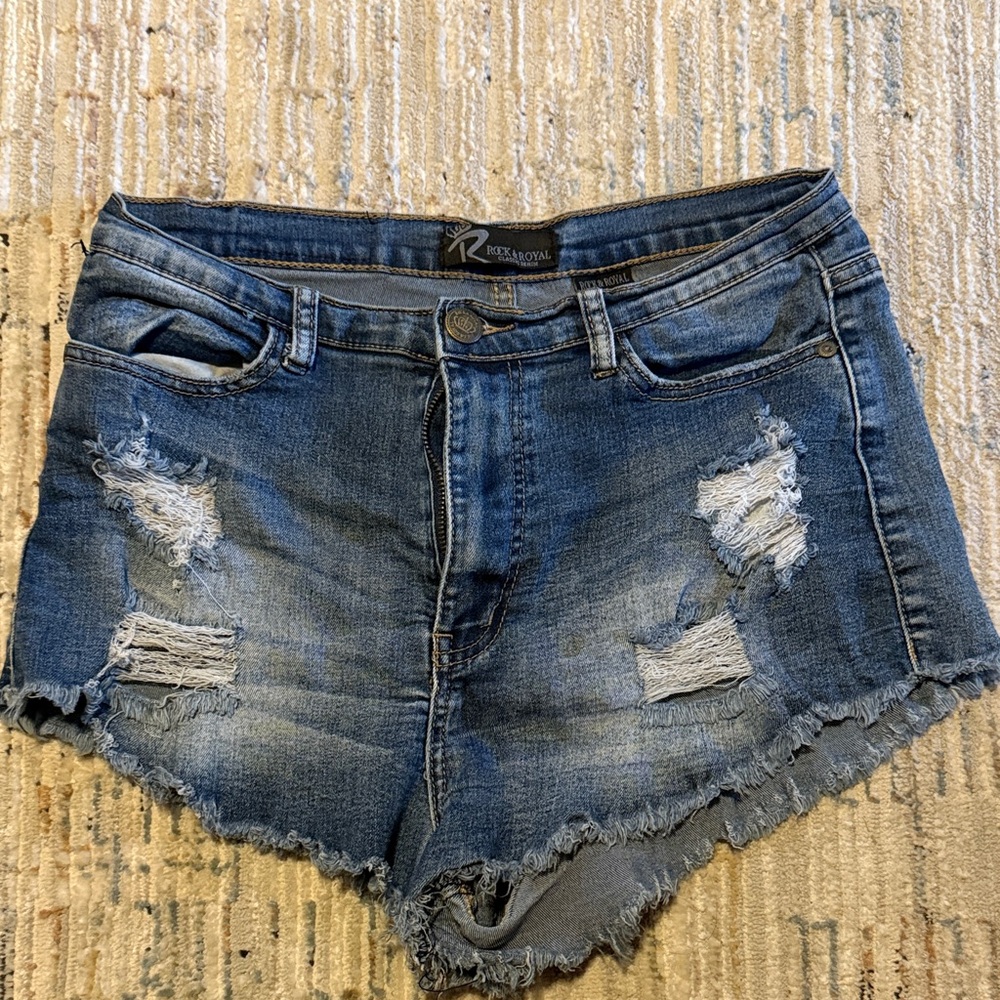 Blue Distressed Jean Shorts